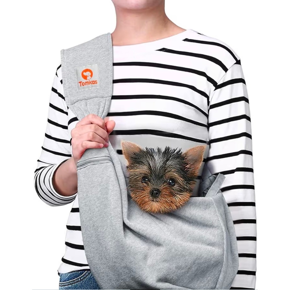 Tomkas Small Dog Carrier Sling Grey Adjustable Strap Hands Free Pet Bag